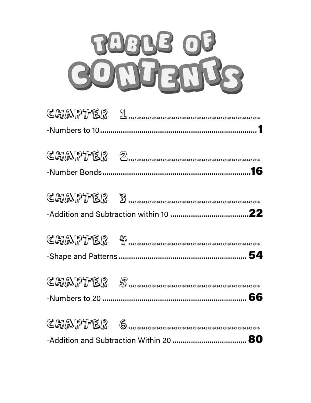 Math Rockz Grade 1 Book 1 Contents